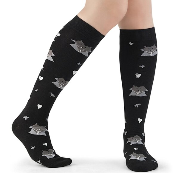 Vampire Heart Knee High Socks - Spooky Kawaii Gothic Style - Picture 1 of 2